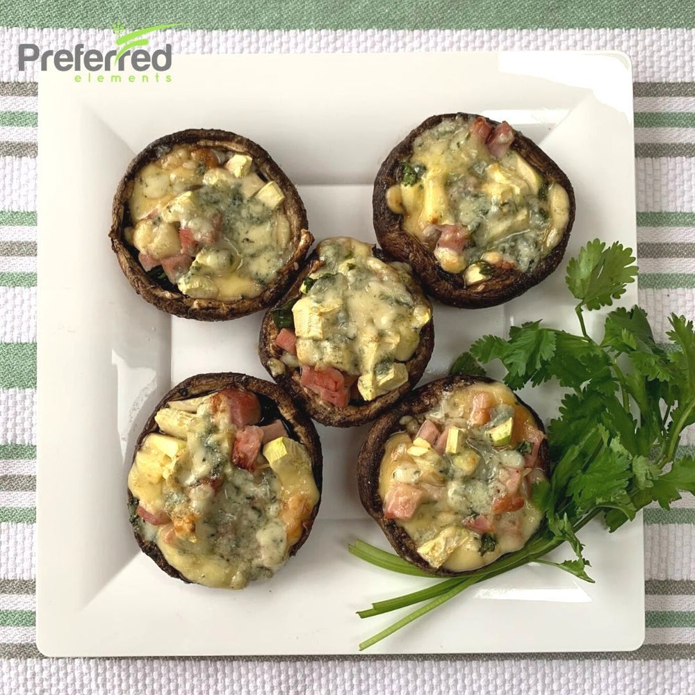 Stuffed Portobello with Zucchini and Ham